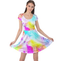 Background-drips-fluid-colorful Cap Sleeve Dress