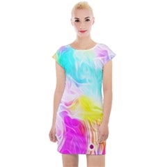 Background-drips-fluid-colorful Cap Sleeve Bodycon Dress by Jancukart