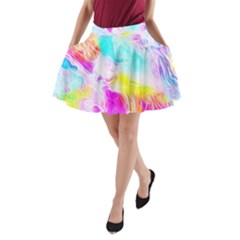 Background-drips-fluid-colorful A-line Pocket Skirt