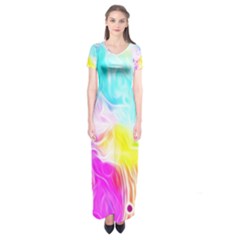 Background-drips-fluid-colorful Short Sleeve Maxi Dress by Jancukart