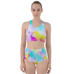 Background-drips-fluid-colorful Racer Back Bikini Set