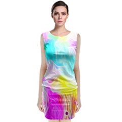 Background-drips-fluid-colorful Sleeveless Velvet Midi Dress