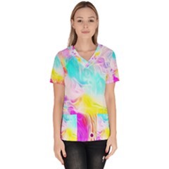 Background-drips-fluid-colorful Women s V-neck Scrub Top