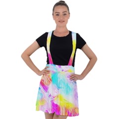 Background-drips-fluid-colorful Velvet Suspender Skater Skirt