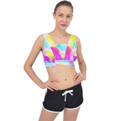 Background-drips-fluid-colorful V-back Sports Bra by Jancukart