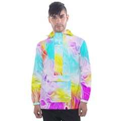 Background-drips-fluid-colorful Men s Front Pocket Pullover Windbreaker