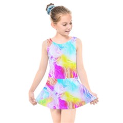 Background-drips-fluid-colorful Kids  Skater Dress Swimsuit