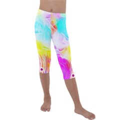 Background-drips-fluid-colorful Kids  Lightweight Velour Capri Leggings 