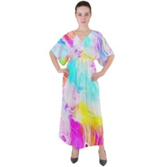 Background-drips-fluid-colorful V-neck Boho Style Maxi Dress