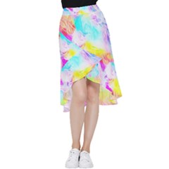 Background-drips-fluid-colorful Frill Hi Low Chiffon Skirt by Jancukart