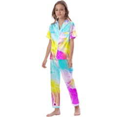 Background-drips-fluid-colorful Kids  Satin Short Sleeve Pajamas Set by Jancukart