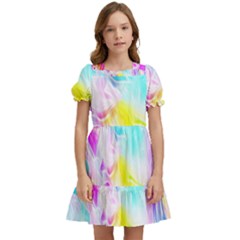 Background-drips-fluid-colorful Kids  Puff Sleeved Dress