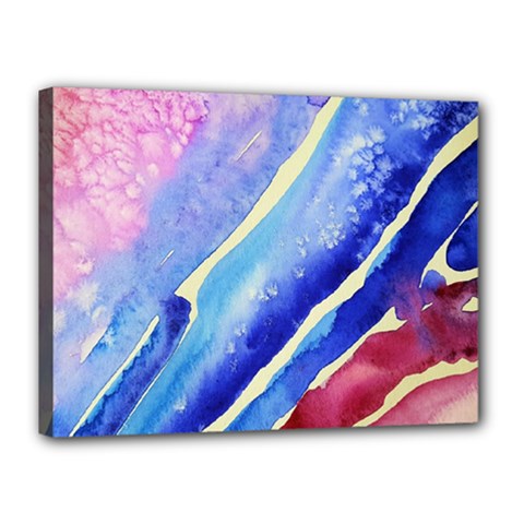 Painting-abstract-blue-pink-spots Canvas 16  X 12  (stretched)