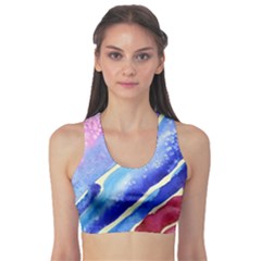 Painting-abstract-blue-pink-spots Sports Bra