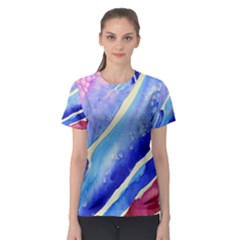 Painting-abstract-blue-pink-spots Women s Sport Mesh Tee