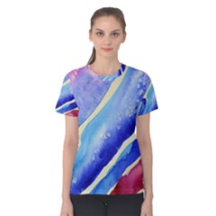 Painting-abstract-blue-pink-spots Women s Cotton Tee