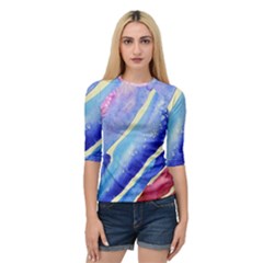 Painting-abstract-blue-pink-spots Quarter Sleeve Raglan Tee