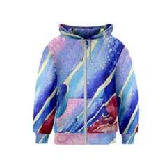 Painting-abstract-blue-pink-spots Kids  Zipper Hoodie