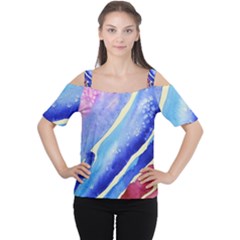 Painting-abstract-blue-pink-spots Cutout Shoulder Tee