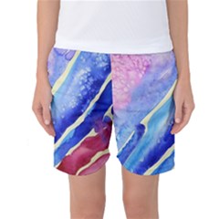 Painting-abstract-blue-pink-spots Women s Basketball Shorts