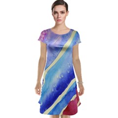 Painting-abstract-blue-pink-spots Cap Sleeve Nightdress