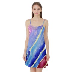 Painting-abstract-blue-pink-spots Satin Night Slip