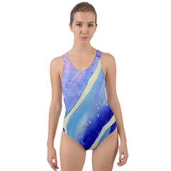 Painting-abstract-blue-pink-spots Cut-out Back One Piece Swimsuit