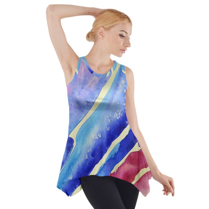 Painting-abstract-blue-pink-spots Side Drop Tank Tunic