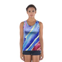 Painting-abstract-blue-pink-spots Sport Tank Top 