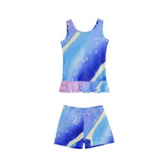 Painting-abstract-blue-pink-spots Kids  Boyleg Swimsuit