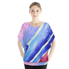 Painting-abstract-blue-pink-spots Batwing Chiffon Blouse