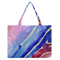 Painting-abstract-blue-pink-spots Zipper Medium Tote Bag