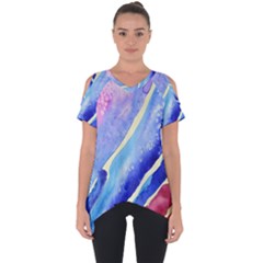 Painting-abstract-blue-pink-spots Cut Out Side Drop Tee