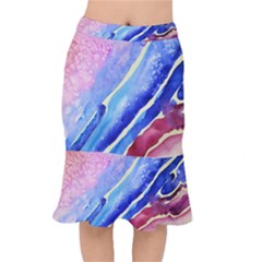 Painting-abstract-blue-pink-spots Short Mermaid Skirt