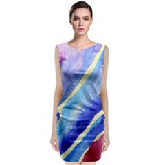 Painting-abstract-blue-pink-spots Sleeveless Velvet Midi Dress