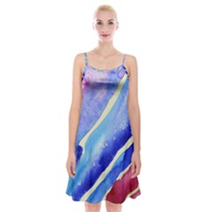 Painting-abstract-blue-pink-spots Spaghetti Strap Velvet Dress