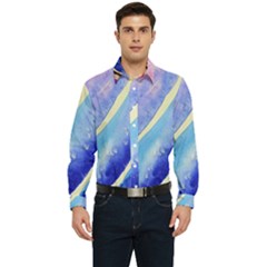 Painting-abstract-blue-pink-spots Men s Long Sleeve  Shirt