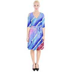 Painting-abstract-blue-pink-spots Wrap Up Cocktail Dress