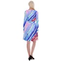 Painting-abstract-blue-pink-spots Long Sleeve Velvet Front Wrap Dress View2