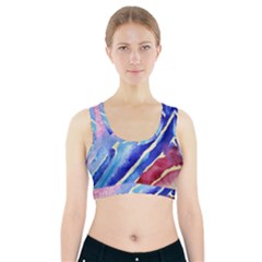 Painting-abstract-blue-pink-spots Sports Bra With Pocket