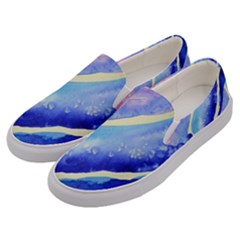 Painting-abstract-blue-pink-spots Men s Canvas Slip Ons