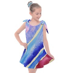 Painting-abstract-blue-pink-spots Kids  Tie Up Tunic Dress