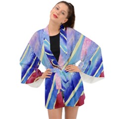 Painting-abstract-blue-pink-spots Long Sleeve Kimono