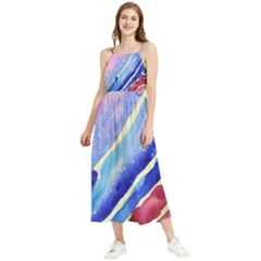 Painting-abstract-blue-pink-spots Boho Sleeveless Summer Dress