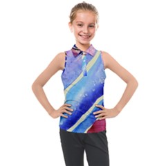 Painting-abstract-blue-pink-spots Kids  Sleeveless Polo Tee