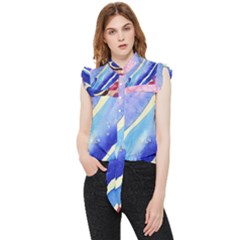 Painting-abstract-blue-pink-spots Frill Detail Shirt