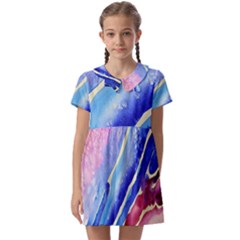 Painting-abstract-blue-pink-spots Kids  Asymmetric Collar Dress