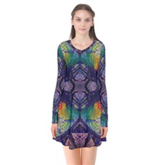 Phronesis-awareness-philosophy Long Sleeve V-neck Flare Dress