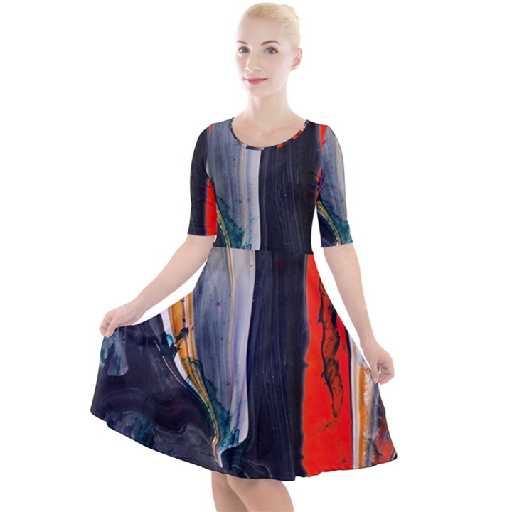 Art-modern-painting-background Quarter Sleeve A-Line Dress