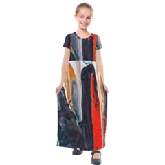 Art-modern-painting-background Kids  Short Sleeve Maxi Dress